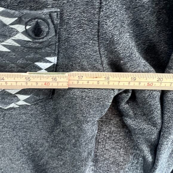 Volcom Shirt Mens Medium Gray Henley Tshirt Long Sleeve Crewneck ThickAztec - Picture 8 of 10